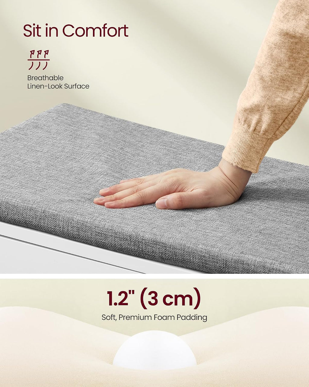 3-Tier Cushioned Shoe Storage Bench