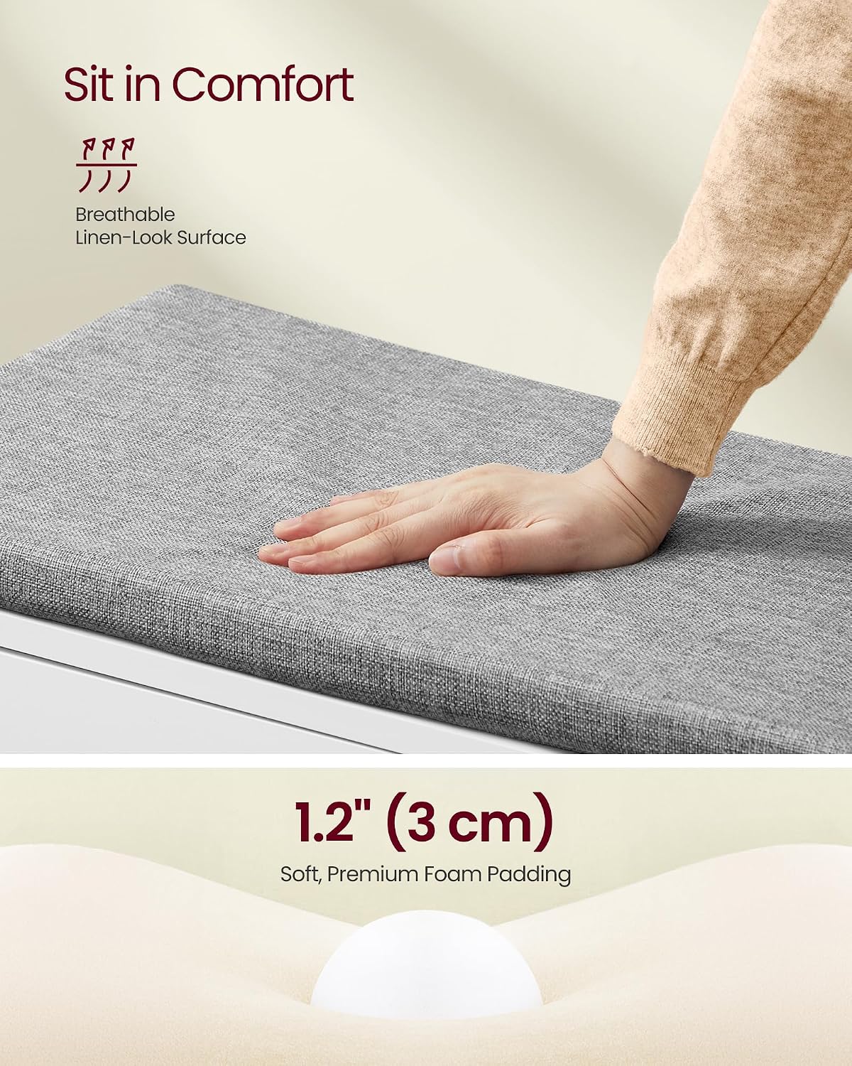 3-Tier Cushioned Shoe Storage Bench