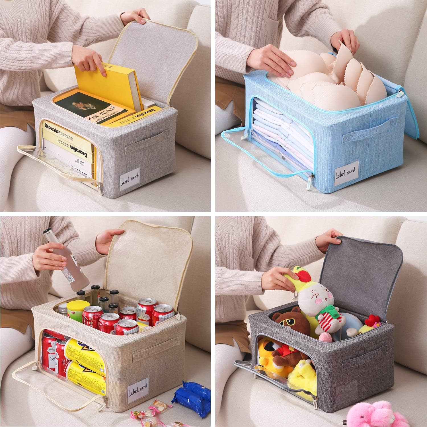 CYhom 3 Pack Window Linen Storage Bins