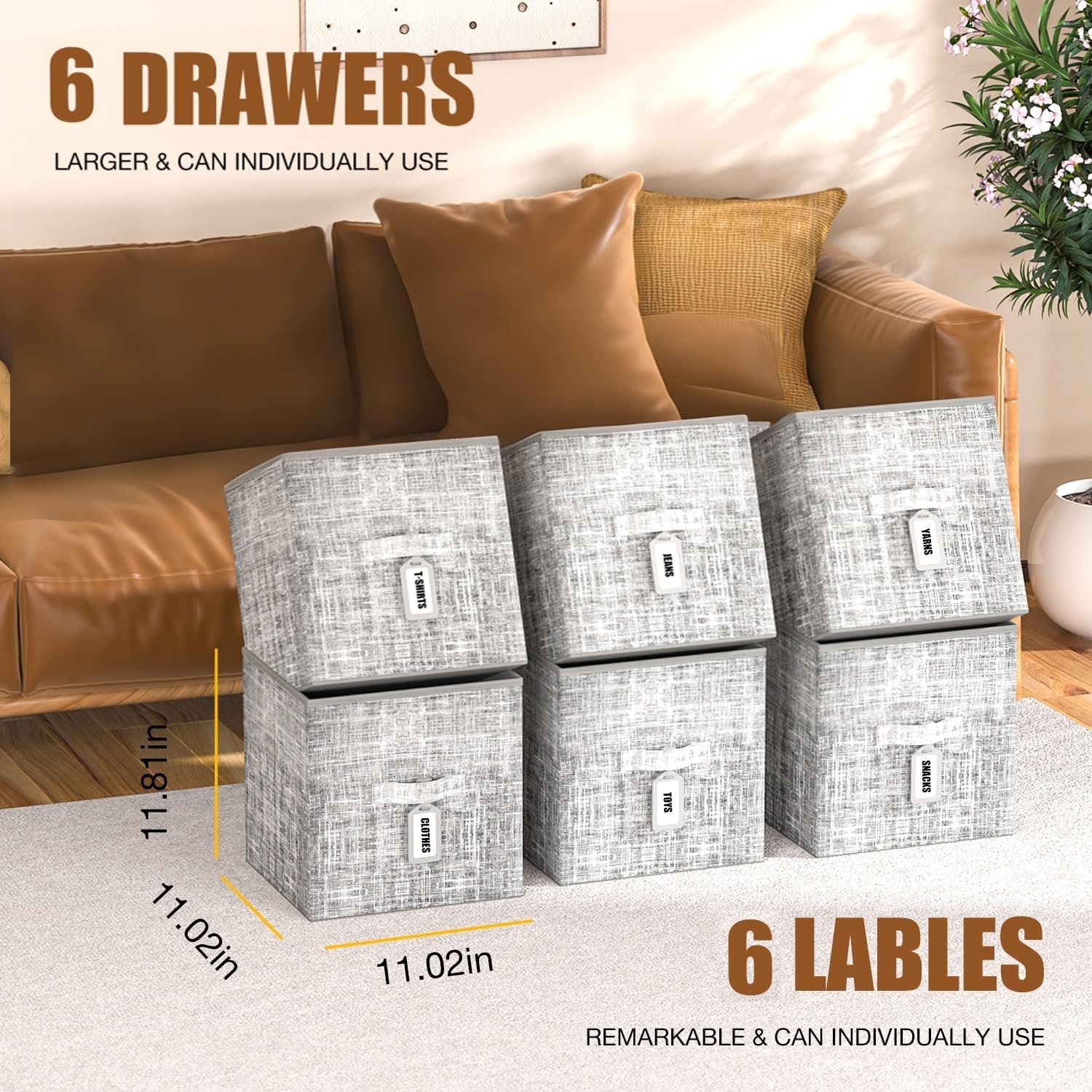 6 Bins Modular Cube Organizer
