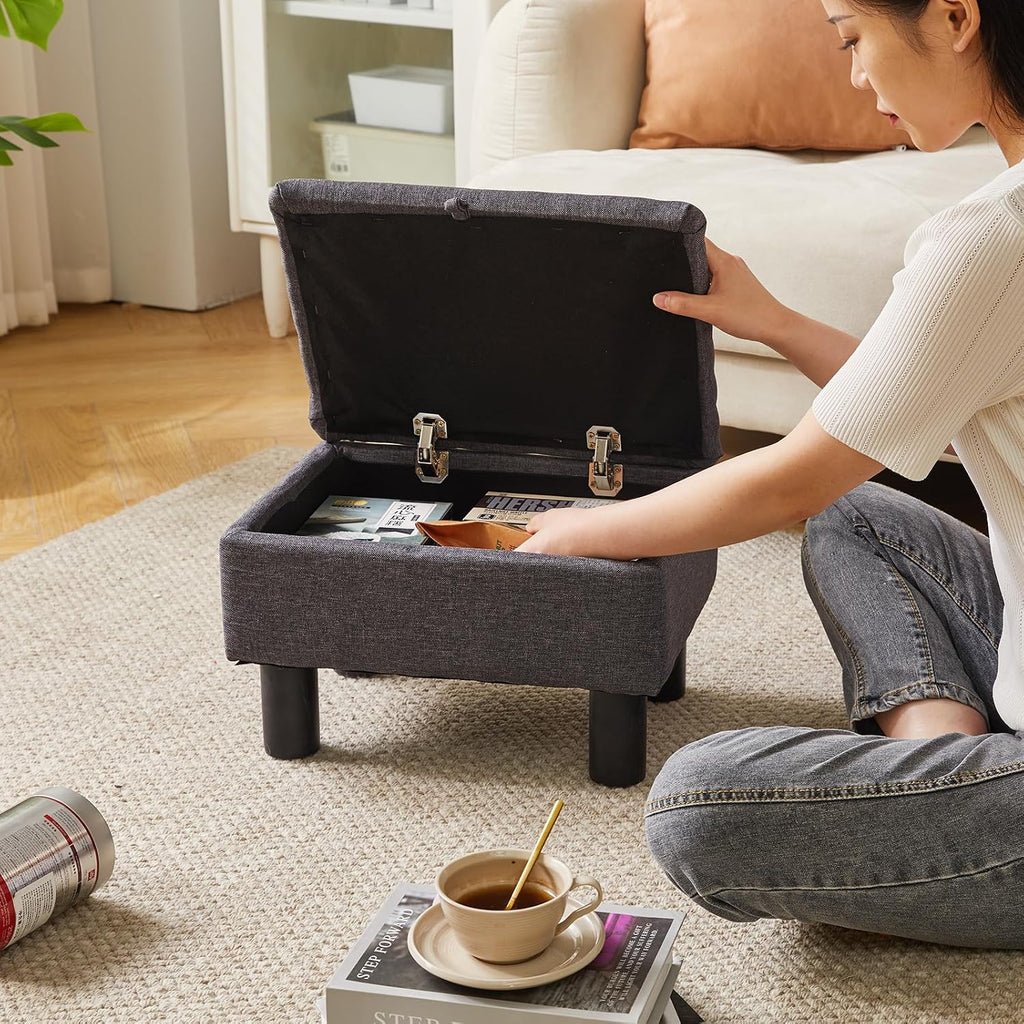 Aibiju Linen Legged Flip Top Ottoman