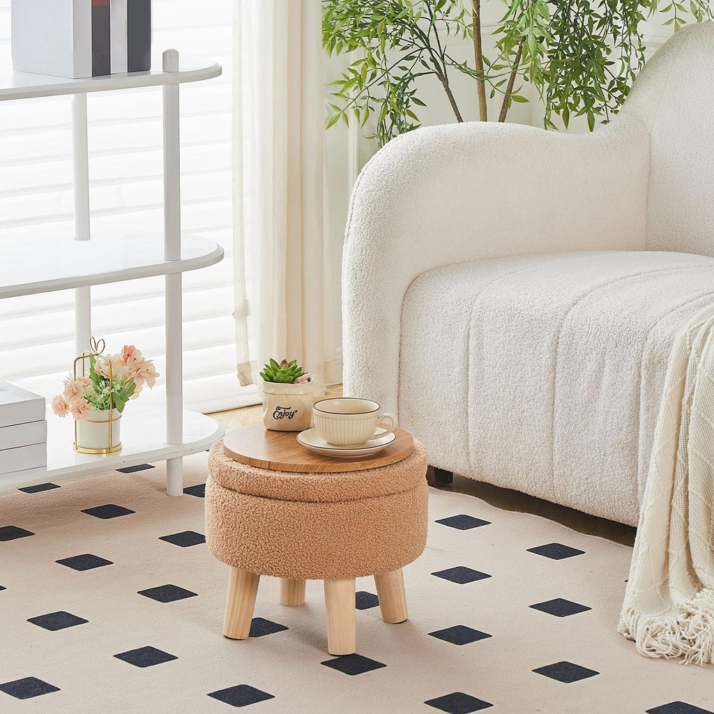 Wimarsbon Teddy Velvet Legged Round Ottoman