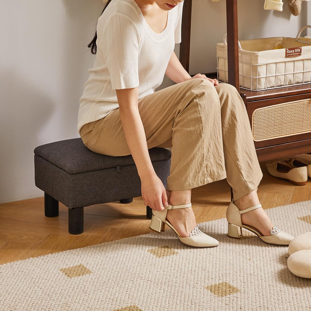 Aibiju Linen Legged Flip Top Ottoman