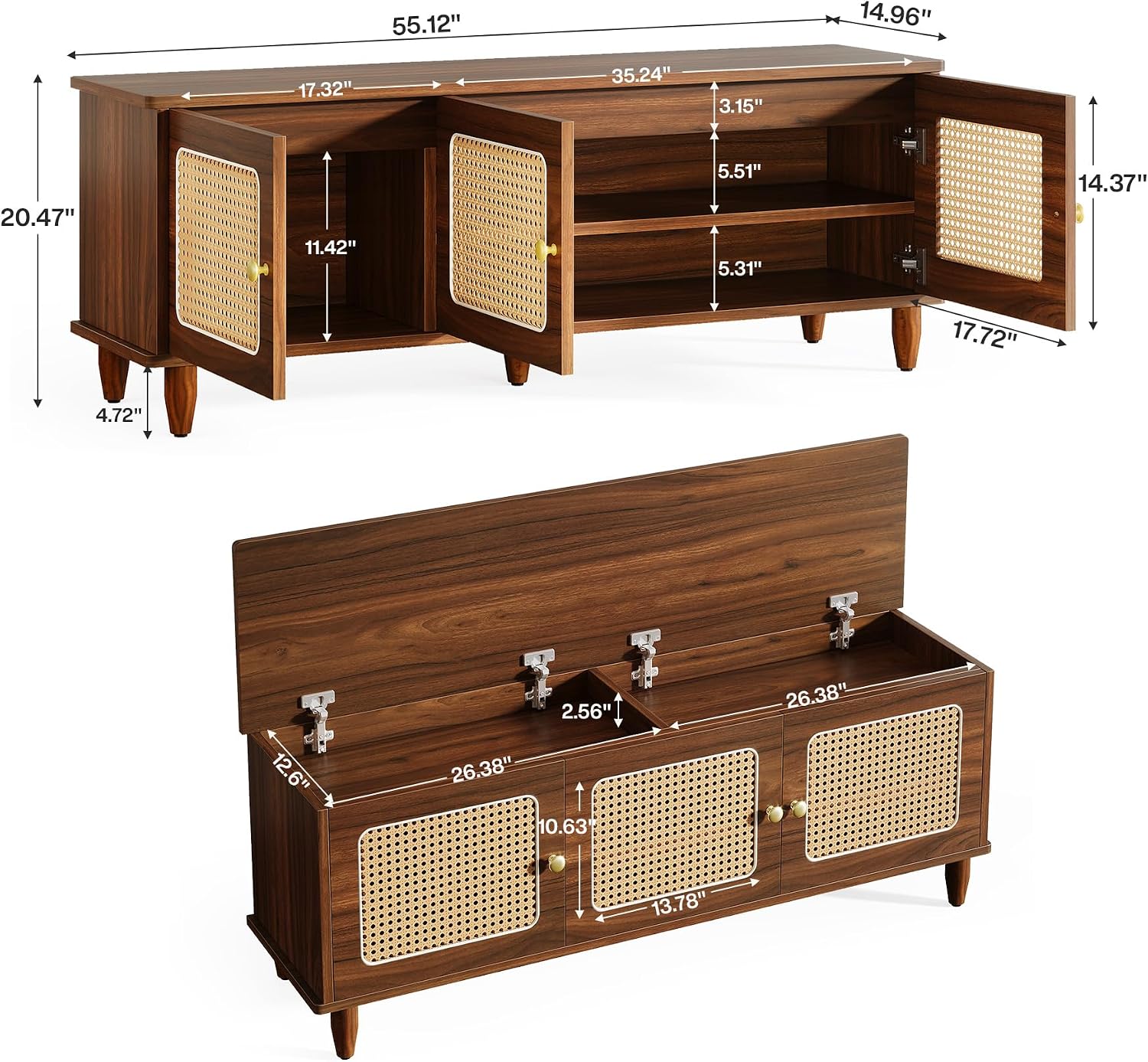 Tribesigns Rattan Door Lift Top Shoe Bench