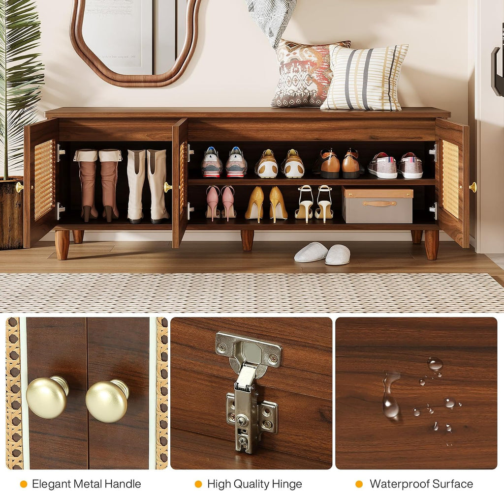 Tribesigns Rattan Door Lift Top Shoe Bench
