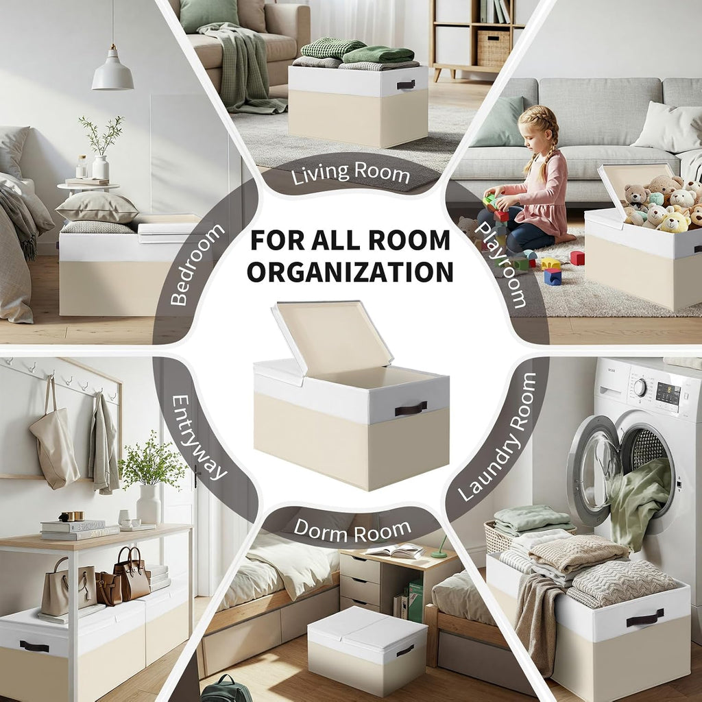 2 Pack Extra Large Lidded Fabric Storage Bins