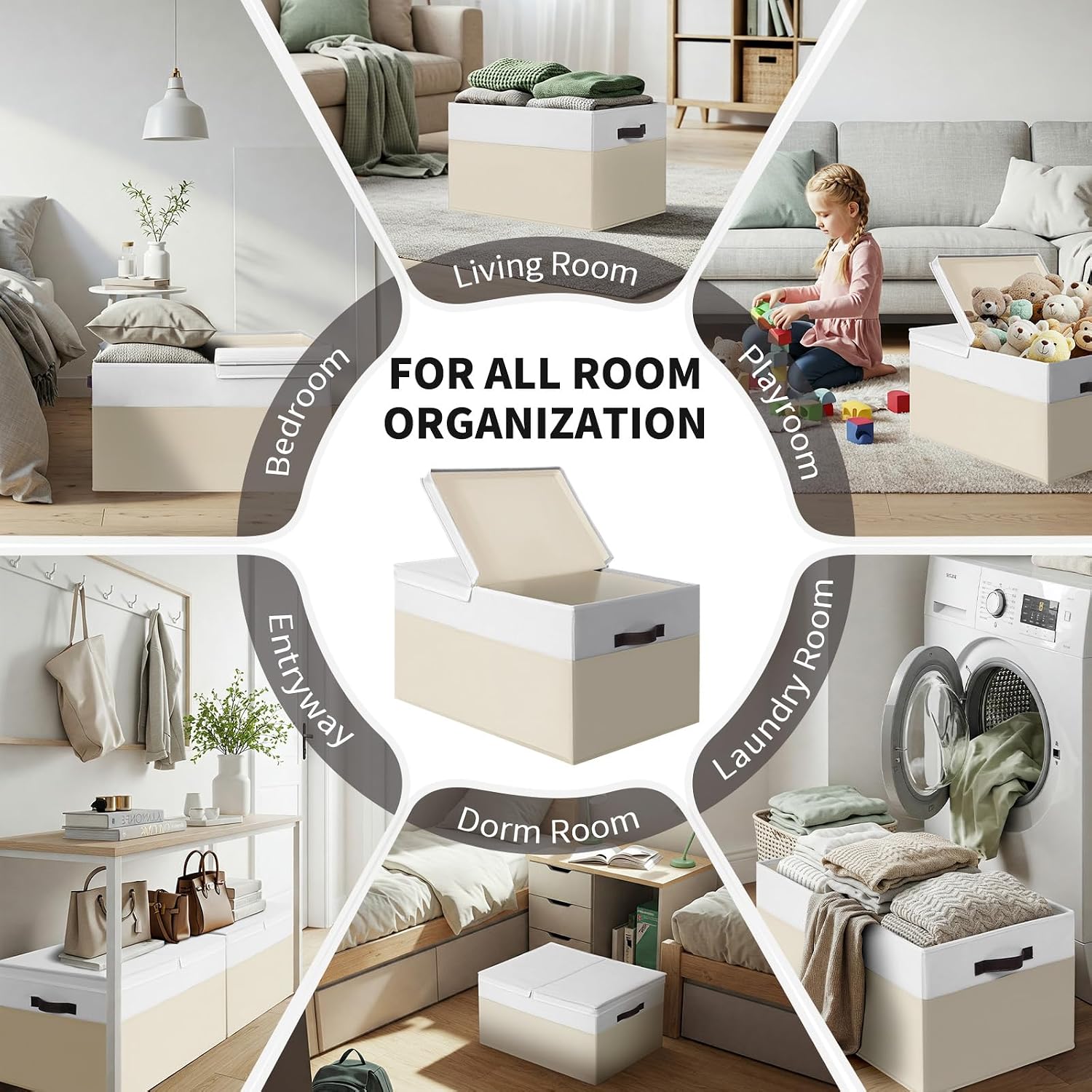 2 Pack Extra Large Lidded Fabric Storage Bins
