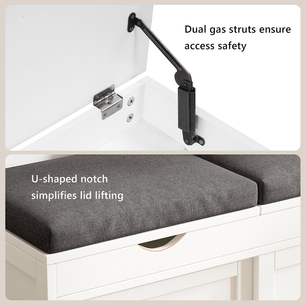 iPormis Lift Top Cushioned Shoe Storage Bench