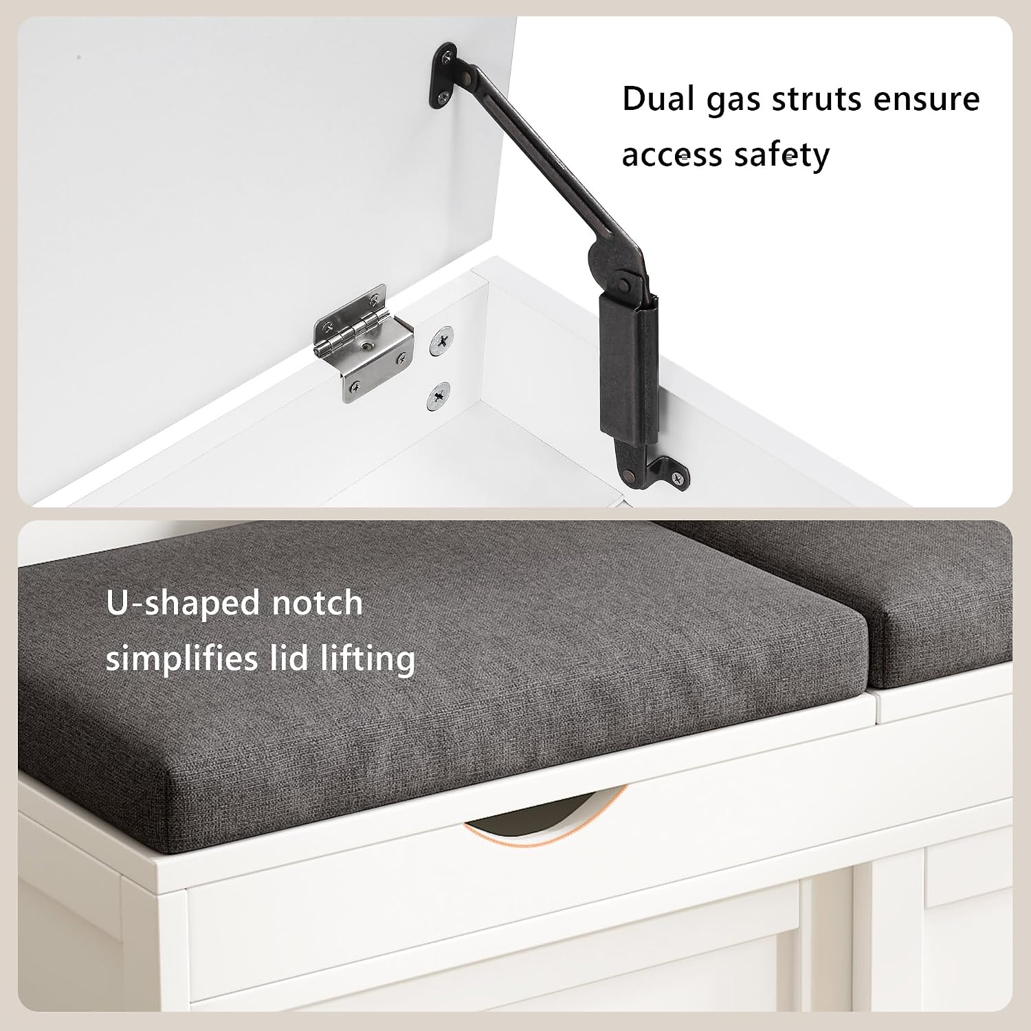 iPormis Lift Top Cushioned Shoe Storage Bench
