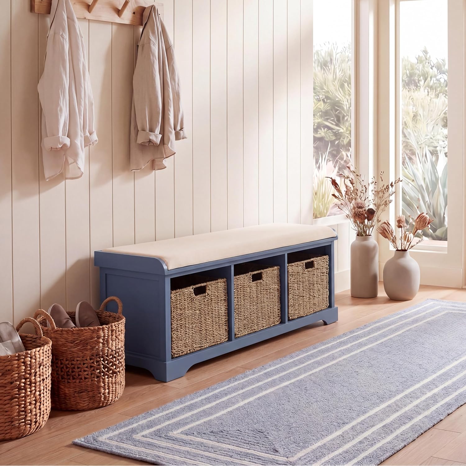 Farmhouse Lift-Top Lonan Storage Bench
