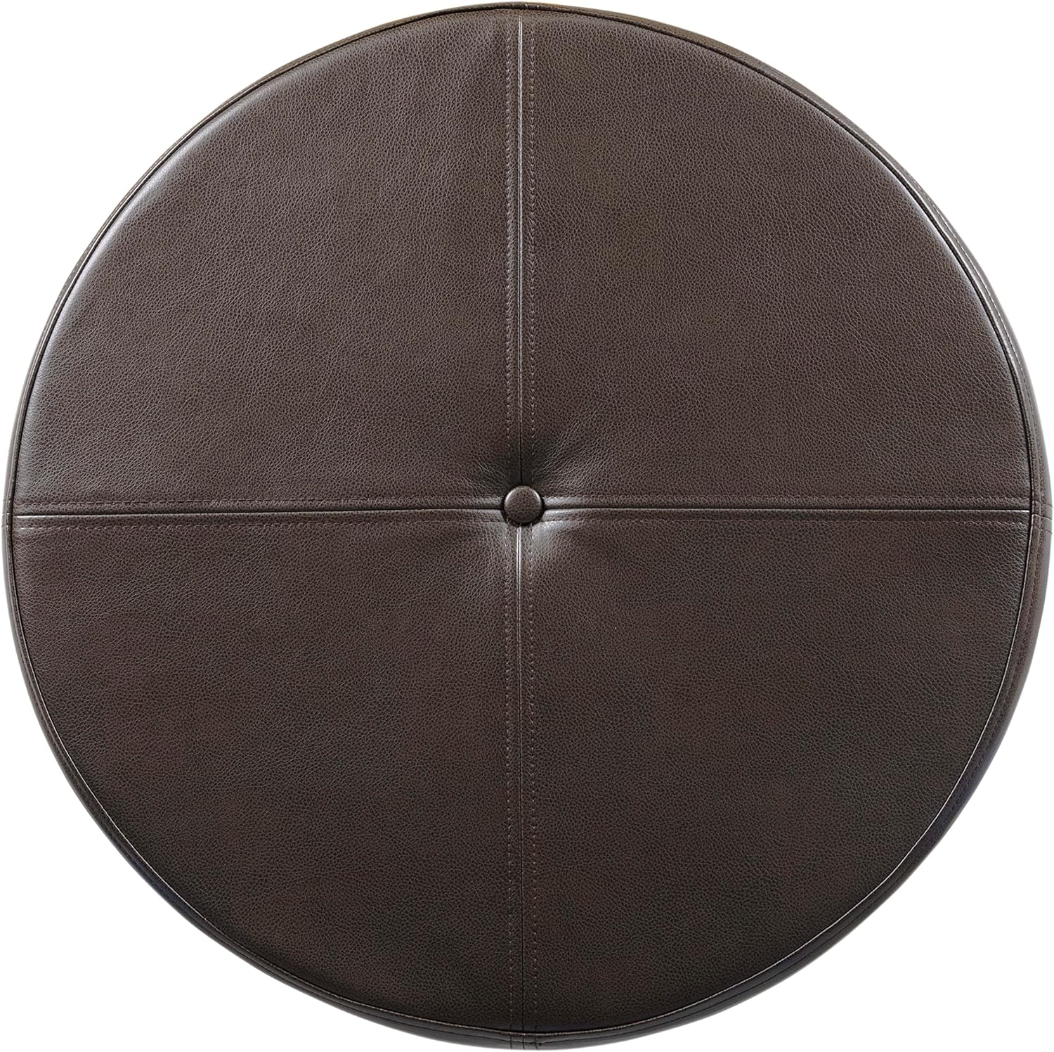 HomePop Round Leatherette Storage Ottoman