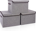 3 Pack Lidded Large Fabric Storage Bins