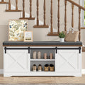Barn Door Cushioned Shoe Storage Bench