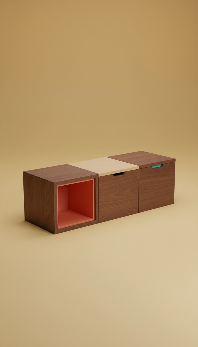 Walnut Hidden Storage Footstool